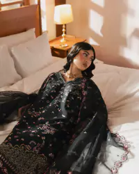 Cinematic Fashion Photo Shoot – Amnah Sikandar Design Studio Cinematic fashion photography capturing an editorial narrative scene with dramatic lighting and creative art direction. - Carousel Frame 4